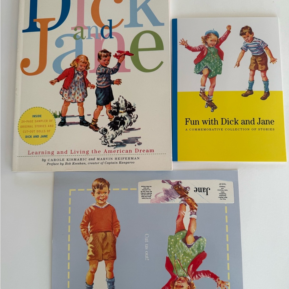 Growing Up With Dick and Jane American Dream Book with Sampler and Cut-out Dolls